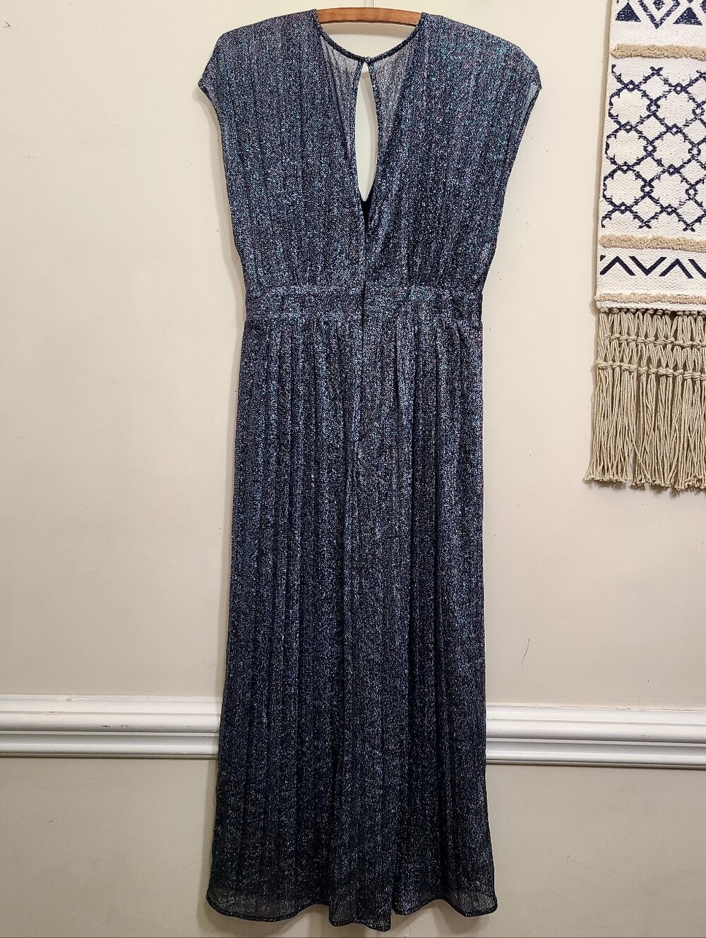 Anthropologie Moulinette Soeurs Metalkic Wrap Pleated Midi Dress Size 4 - Picture 6 of 8